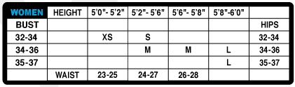 Womens Rashguard Sizes