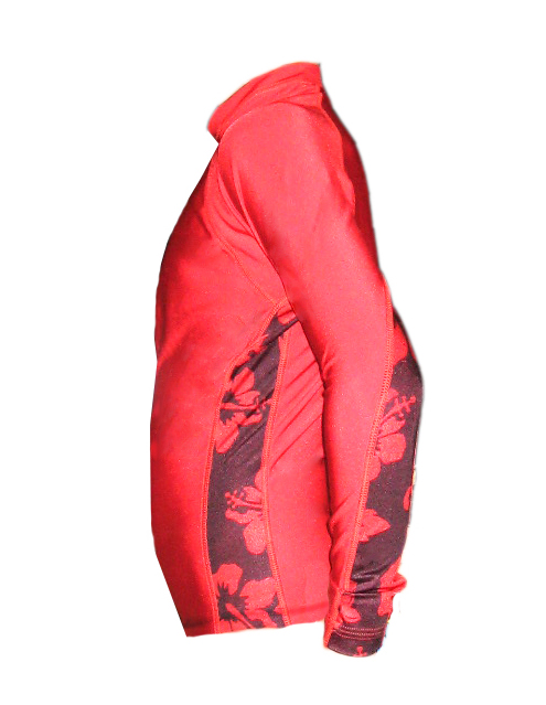 Kids Long Sleeve Red Aloha Swim Shirt