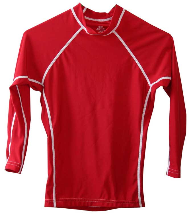 Kids Long Sleeve Red UV Rash Guard